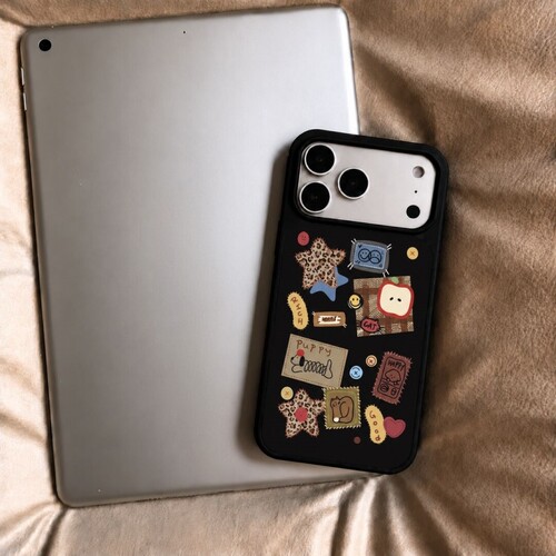 ins风小狗插画黑边玻璃磁吸适用苹果iPhone18promax手机壳1716pro小米1514Pro华为mate80p90荣耀vivooppo防摔