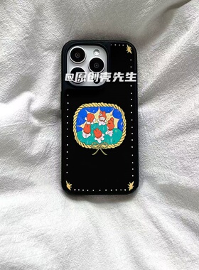 ins跳舞小兔可爱亚克力黑边磁吸适用苹果iPhone16promax手机壳1312pro小米1415Pro华为mate60p70三星S23防摔