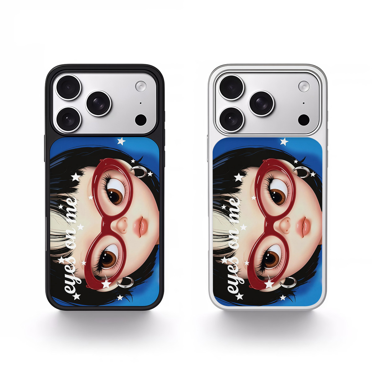 ins黑发眼镜女孩黑边电镀银磁吸适用苹果iPhone17promax手机壳1615pro小米1415Pro华为mate60p70三星S23防摔