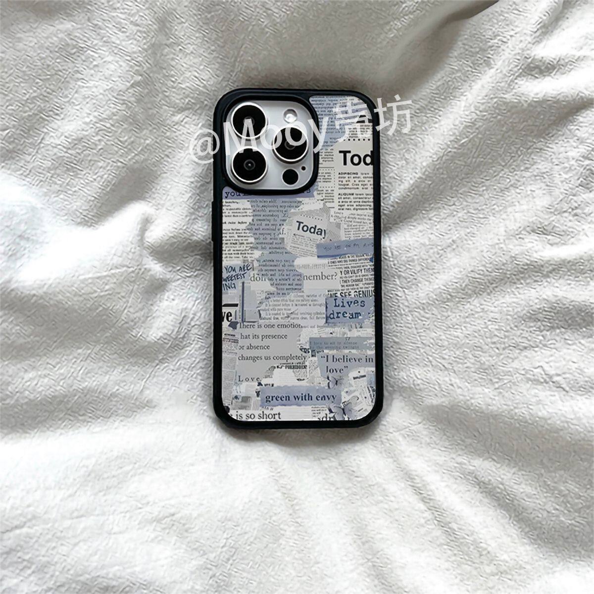 欧美杂志个性原创亚克力黑边磁吸适用苹果iPhone16promax手机壳1312pro小米1415Pro华为mate60p70三星S23防摔