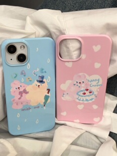 适用个性 手机壳情侣保护套xr高级感12软 软糯小熊菲林壳ins小众适用苹果iphone14pro手机壳1311全包不会撞壳