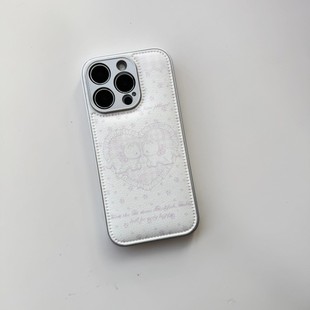ins可爱碎花猫咪皮质适用于苹果小米iPhone17promax全包手机壳1613pro小米1415Pro华为mate60p70荣耀vivo防摔