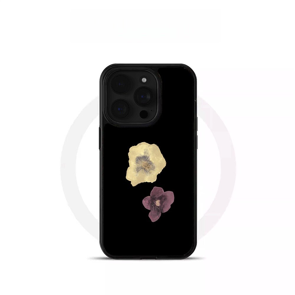 ins风黑色个性小花黑边软壳磁吸适用苹果iPhone17promax手机壳1615pro小米1415Pro华为mate60p70三星S23防摔