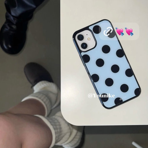 韩系ins蓝底波点适用iphone16Promax黑边亚克力手机壳15pro磁吸苹果小米141312三星1116plus防摔14pro华为