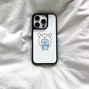 ins情侣波点小动物黑边软壳磁吸适用苹果iPhone17promax手机壳1615pro小米1415Pro华为mate60p70三星S23防摔
