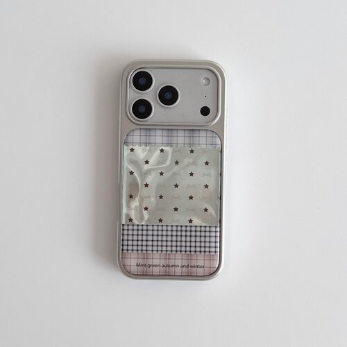 ins复古褶皱格子印花电镀银磁吸适用苹果iPhone17promax手机壳1615pro小米1415Pro华为mate60p70三星S23防摔