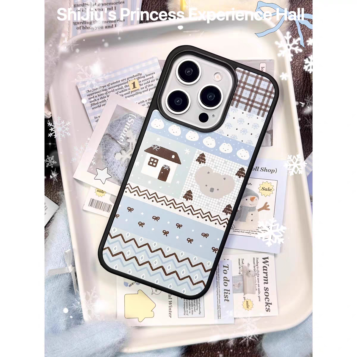 雪花考拉可爱原创亚克力黑边磁吸适用苹果iPhone16promax手机壳1312pro小米1415Pro华为mate60p70三星S23防摔