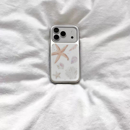 ins可爱复古沙滩贝壳电镀银磁吸适用苹果iPhone17promax手机壳1615pro小米1415Pro华为mate80p70三星S23防摔