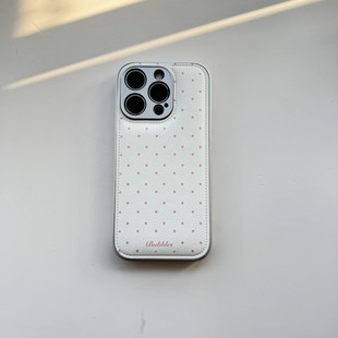 ins韩系小众波点皮质适用于苹果小米iPhone17promax全包手机壳1613pro小米1415Pro华为mate60p70荣耀vivo防摔