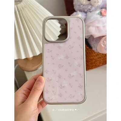 ins风碎花简约插画磁吸电镀银边软壳适用于苹果13手机壳iPhone16promax亚克力1112小米1415pro华为mate60P70