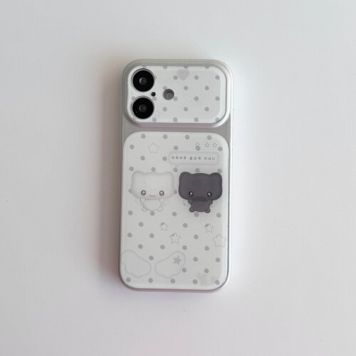 ins古早波点小猫大视窗原创全包精孔手机壳适用苹果iPhone17promax高级感保护套小众16plus15pro14防摔13pro