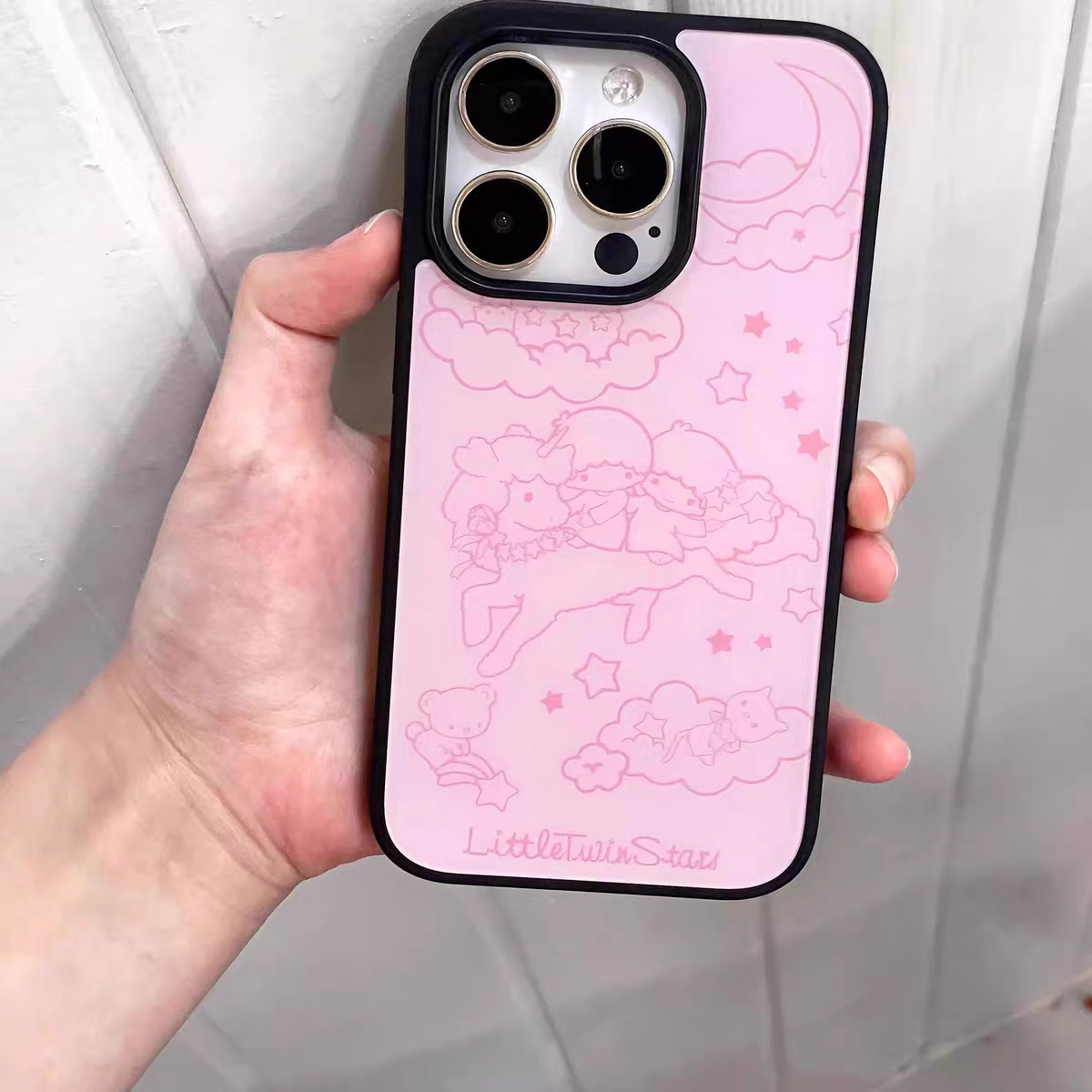 双子星粉色少女心亚克力黑边磁吸适用苹果iPhone16promax手机壳1312pro小米1415Pro华为mate60p70三星S23防摔