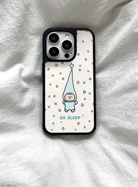 ins风长帽子小人亚克力黑边磁吸适用苹果iPhone16promax手机壳1312pro小米1415Pro华为mate60p70三星S23防摔