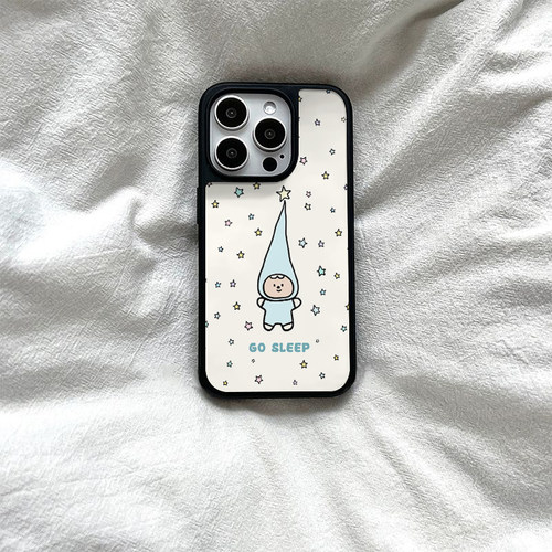 ins风长帽子小人亚克力黑边磁吸适用苹果iPhone16promax手机壳1312pro小米1415Pro华为mate60p70三星S23防摔