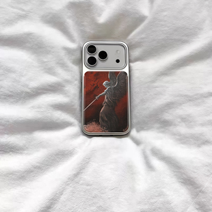 ins复古红色美式 天使电镀银磁吸适用苹果iPhone17promax手机壳1615pro小米1415Pro华为mate60p70三星S23防摔
