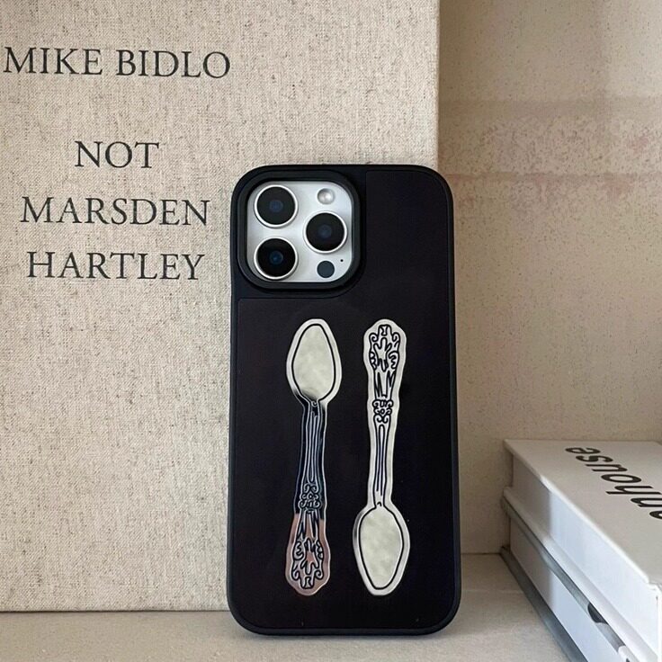 ins风叉餐具镜面适用于苹果16promax手机壳iphone16/15/14/13/12/11新品高级感全包防摔小众磁吸15plus玻璃壳
