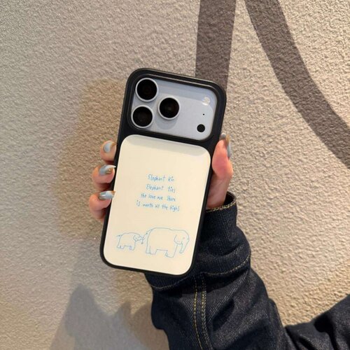 ins风复古大象黑边玻璃磁吸适用苹果iPhone18promax手机壳1716pro小米1514Pro华为mate80p90荣耀vivooppo防摔