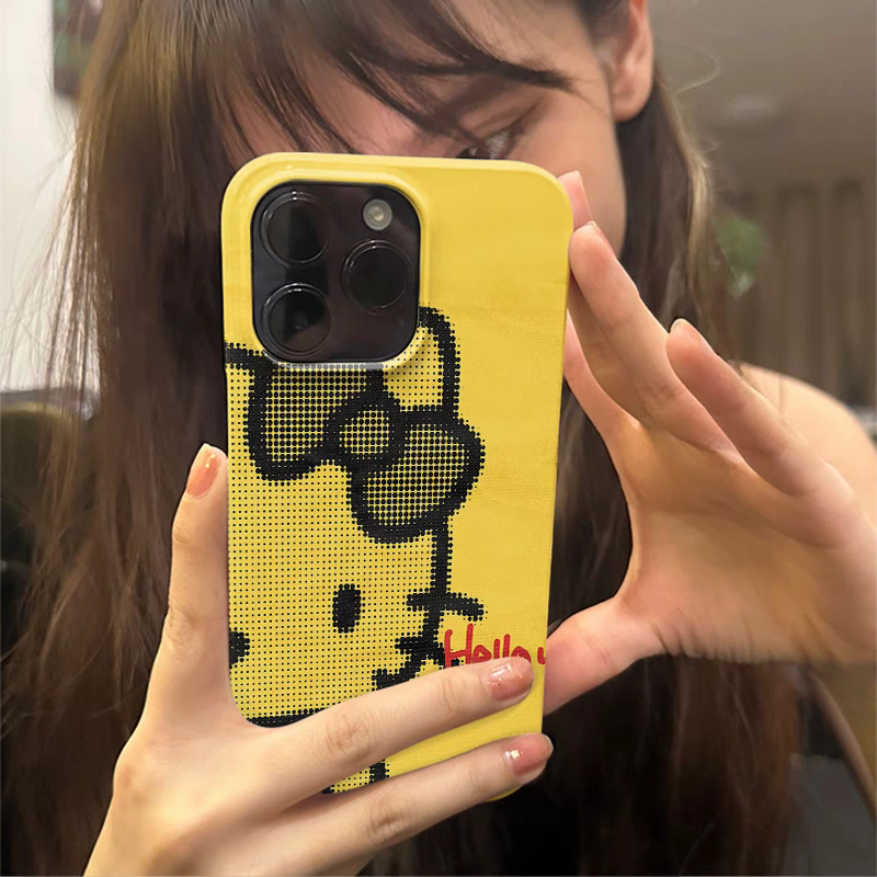 适用于苹果15pro小众不撞款手机壳女生高级感ins风iPhone15promax个性14菲林13创意11简约艺术可爱哈喽猫新款