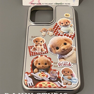 ins风原创可爱森贝儿宝宝电镀银边镜面适用于苹果手机壳iPhone16promax15pro/14/13/12/高级防摔小众手机套