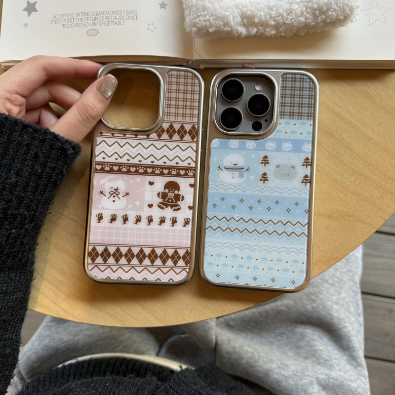 圣诞雪人小众镀银边软壳适用于苹果手机壳iPhone16promax亚克力15pro/14/13/12/11新款秋冬夏新品可爱高级感