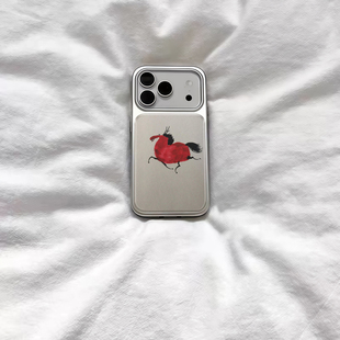 ins风新中式 搞怪小马电镀银磁吸适用苹果iPhone17promax手机壳1615pro小米1415Pro华为mate60p70三星S23防摔