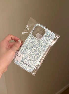 蓝色温柔碎花韩国小众ins风适用于苹果15promaxiPhone14plus/13/12mini全包菲林不撞壳硬壳清新女款防摔11pro