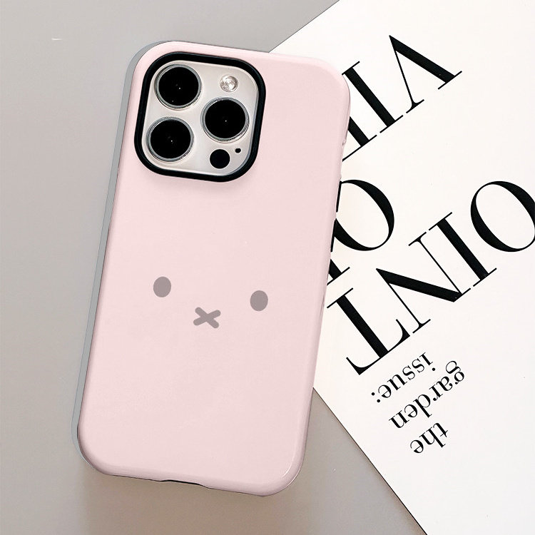 原创淡粉色米菲苹果手机壳菲林二合一壳适用iPhone16promax/15pro/13/14plus手机壳苹果12mini硬XS/8保护软壳