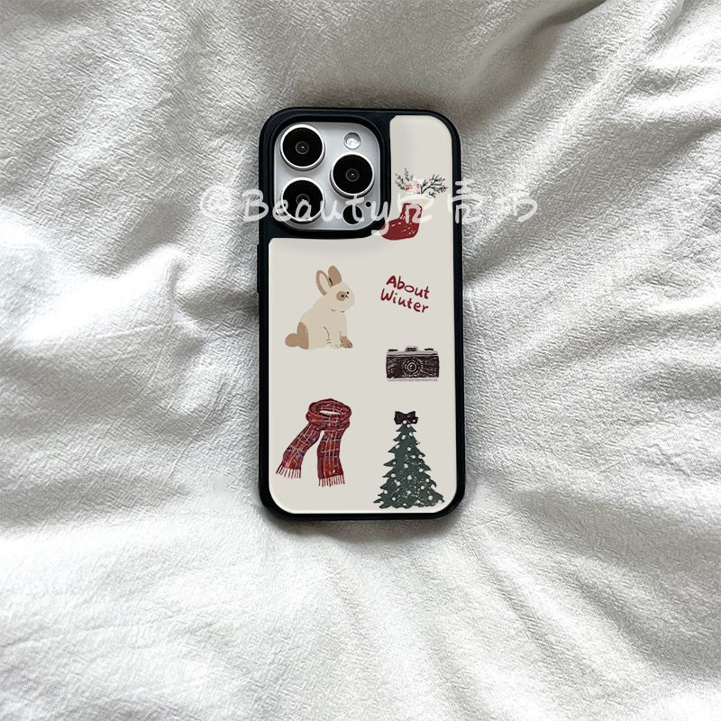 圣诞蝴蝶小兔亚克力黑边磁吸适用苹果iPhone16promax手机壳1315pro小米14Pro华为保护套mate60p70三星S23防摔