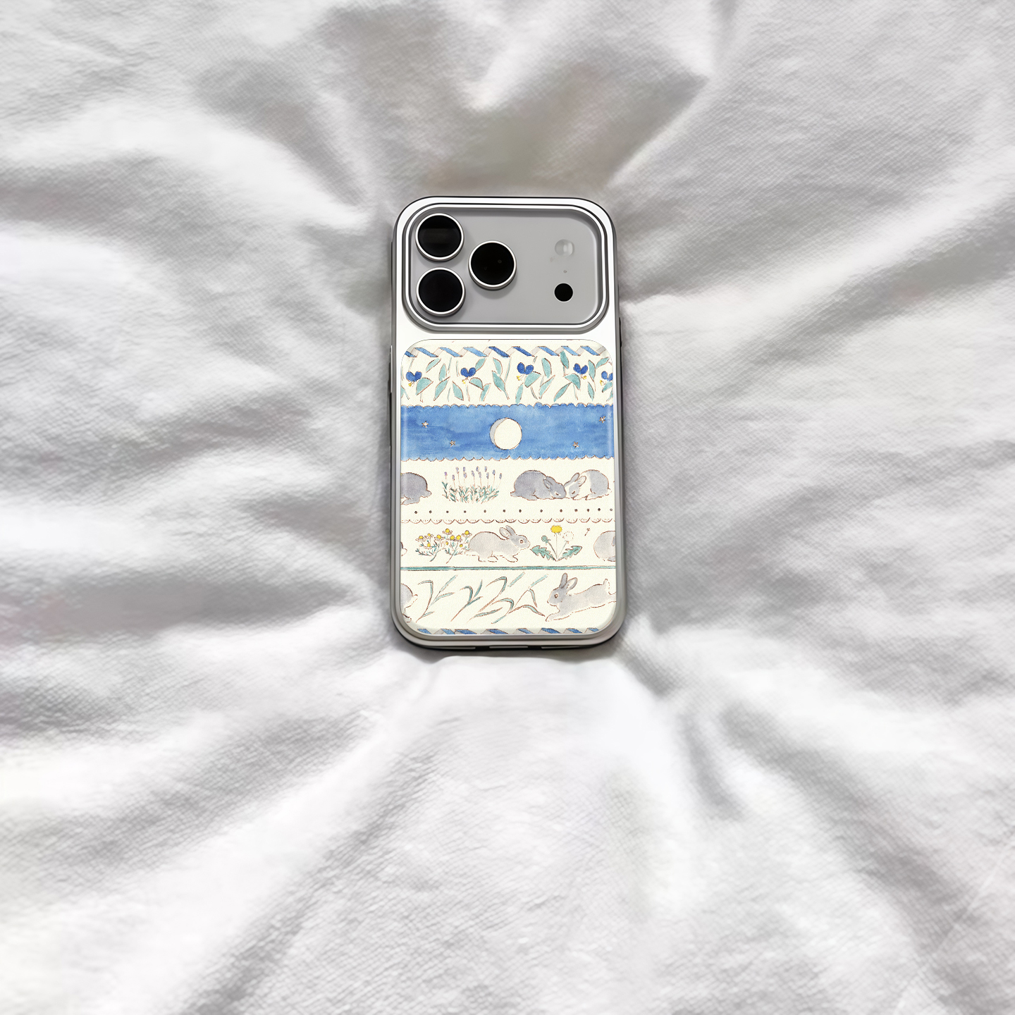 ins复古个性碎花小兔电镀银磁吸适用苹果iPhone17promax手机壳1615pro小米1415Pro华为mate60p70三星S23防摔