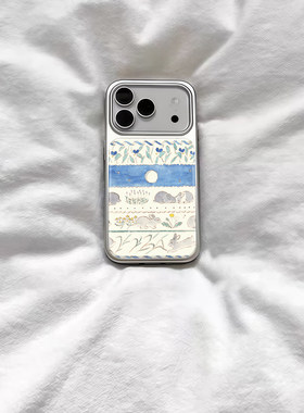 ins复古个性碎花小兔电镀银磁吸适用苹果iPhone17promax手机壳1615pro小米1415Pro华为mate60p70三星S23防摔