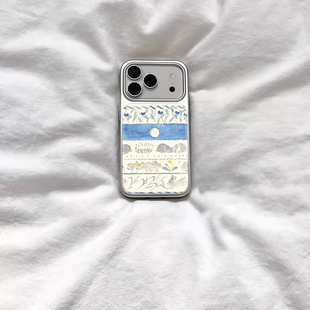 ins复古个性 碎花小兔电镀银磁吸适用苹果iPhone17promax手机壳1615pro小米1415Pro华为mate60p70三星S23防摔