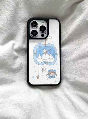 ins风雪人女孩黑边软壳磁吸适用苹果小米iPhone17promax手机壳1613pro小米1415Pro华为mate60p70三星S23防摔