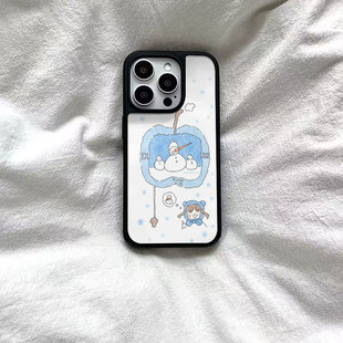 ins风雪人女孩黑边软壳磁吸适用苹果小米iPhone17promax手机壳1613pro小米1415Pro华为mate60p70三星S23防摔