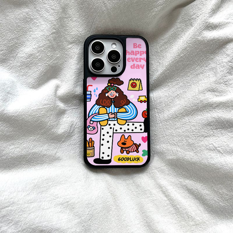 ins可爱欧美女孩亚克力黑边磁吸适用苹果iPhone16promax手机壳1312pro小米1415Pro华为mate60p70三星S23防摔