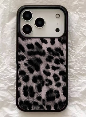 ins个性复古豹纹黑边软壳磁吸适用苹果iPhone17promax手机壳1615pro小米1415Pro华为mate60p70三星S23防摔