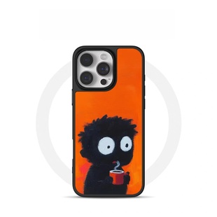 ins风咖啡小黑人电镀银黑边磁吸适用苹果iPhone17promax手机壳1612pro小米1415Pro华为mate60p70三星S23防摔