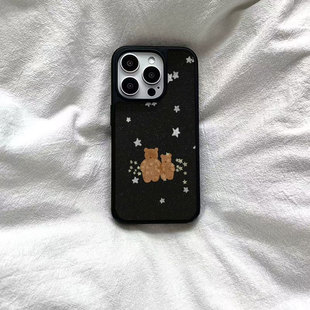 ins风可爱星星小熊黑边软壳磁吸适用苹果iPhone17promax手机壳1615pro小米1415Pro华为mate60p70三星S23防摔