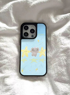 ins可爱星星小象亚克力黑边磁吸适用苹果iPhone16promax手机壳1312pro小米1415Pro华为mate60p70三星S23防摔