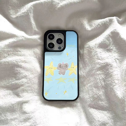ins可爱星星小象亚克力黑边磁吸适用苹果iPhone16promax手机壳1312pro小米1415Pro华为mate60p70三星S23防摔