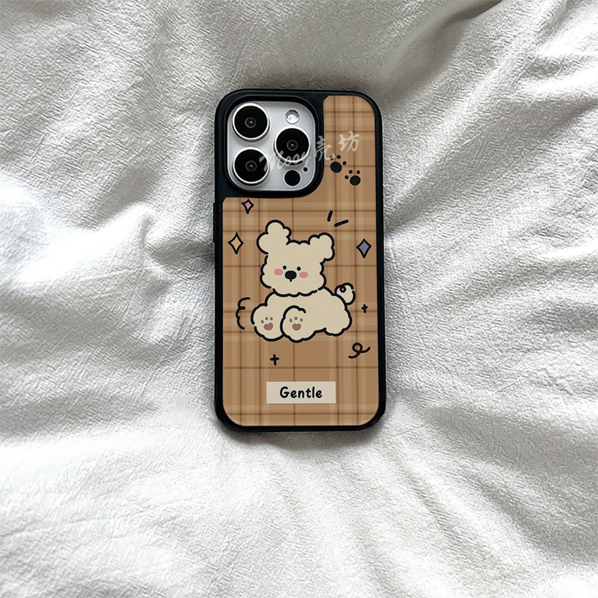 原创复古跳跃小狗亚克力黑边磁吸适用苹果iPhone16promax手机壳1315pro小米14Pro华为mate60p70三星S23防摔
