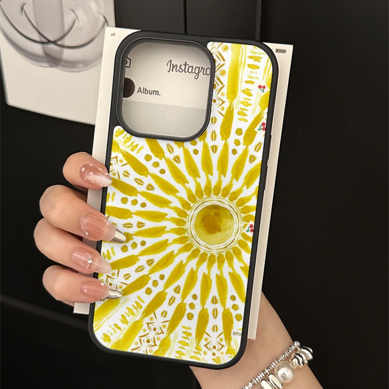 原创太阳符号亚克力黑边磁吸适用苹果iPhone16promax手机壳1315pro小米14Pro保护套华为mate60p70防摔三星S23