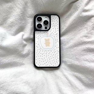 ins风星星苹果小熊黑边软壳磁吸适用苹果iPhone17promax手机壳1615pro小米1415Pro华为mate60p70三星S23防摔
