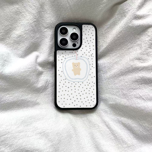 ins风星星苹果小熊黑边软壳磁吸适用苹果iPhone17promax手机壳1615pro小米1415Pro华为mate60p70三星S23防摔