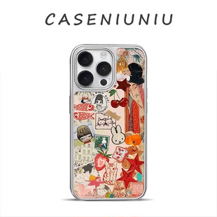 奈良美智米菲兔亚克力银黑边磁吸适用苹果iPhone16promax手机壳1312pro小米1415Pro华为mate60p70三星S23防摔