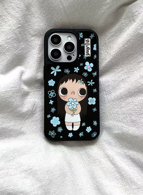 ins风可爱小花玉儿黑边软壳磁吸适用苹果iPhone17promax手机壳1615pro小米1415Pro华为mate60p70三星S23防摔