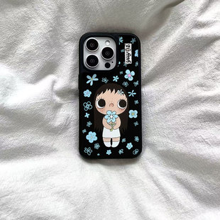 ins风可爱小花玉儿黑边软壳磁吸适用苹果iPhone17promax手机壳1615pro小米1415Pro华为mate60p70三星S23防摔