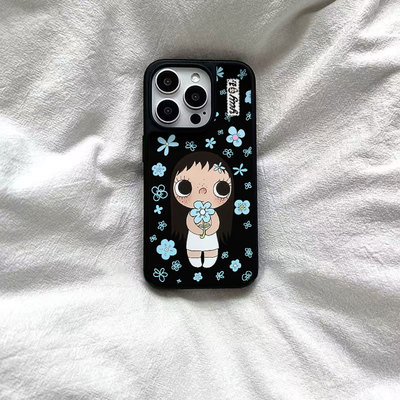 ins风可爱小花玉儿黑边软壳磁吸适用苹果iPhone17promax手机壳1615pro小米1415Pro华为mate60p70三星S23防摔