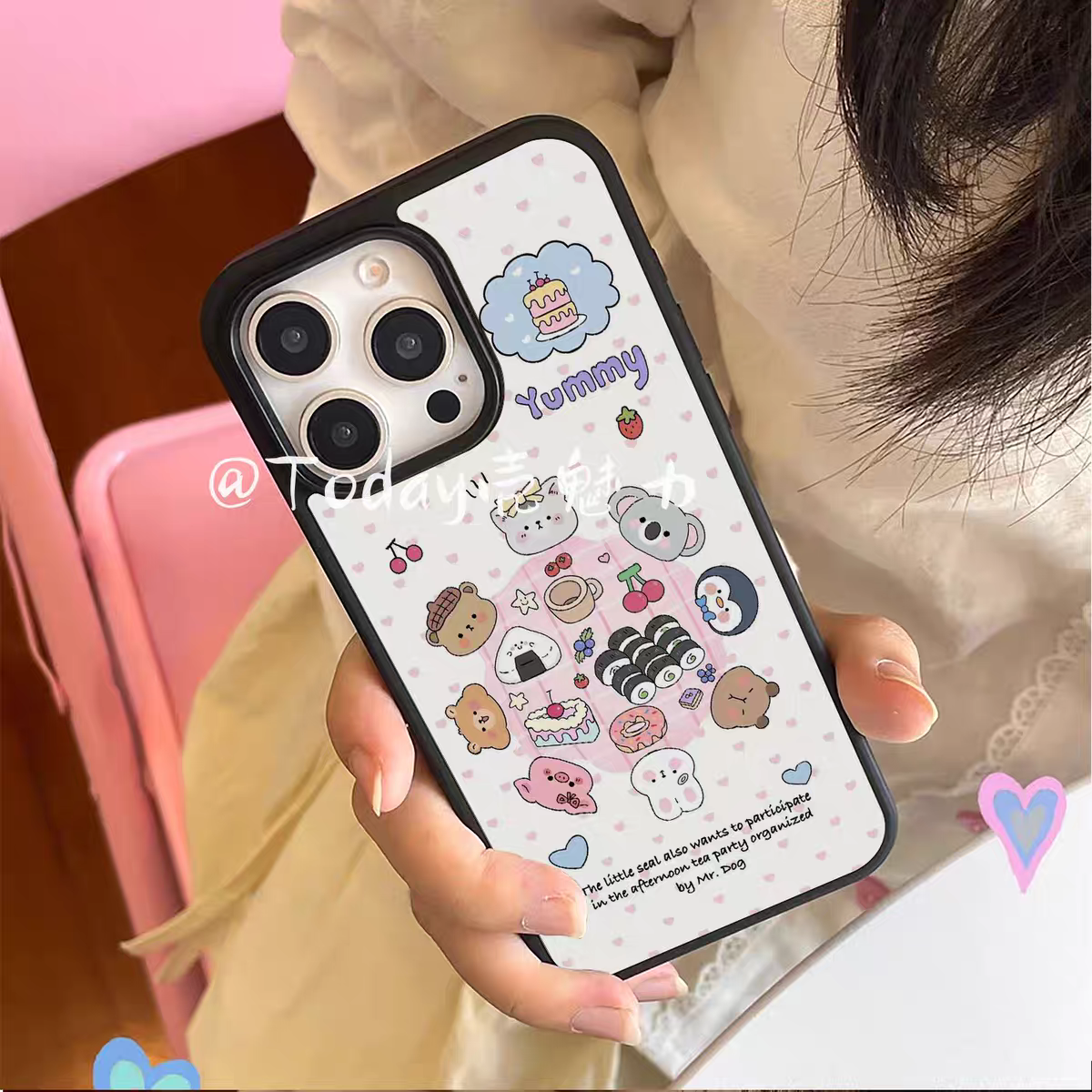 原创动物寿司聚餐个性适用iphone16Promax黑边手机壳15pro新款苹果小米141312三星11硅胶16plus防摔14pro华为