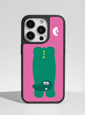 ins可爱绿色鳄鱼亚克力黑边磁吸适用苹果iPhone16promax手机壳1312pro小米1415Pro华为mate60p70三星S23防摔