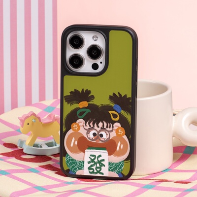 發發女孩ins风亚克力黑边磁吸适用于苹果iPhone16promax1312pro小米1415Pro华为mate60p70三星S23防摔手机壳